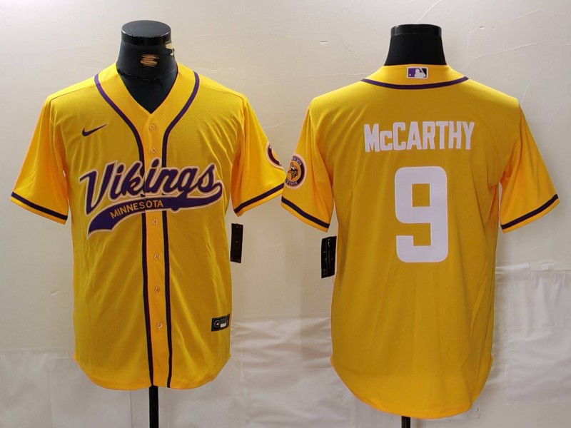 Men's Minnesota Vikings J.J. McCarthy #9 Yellow Jersey
